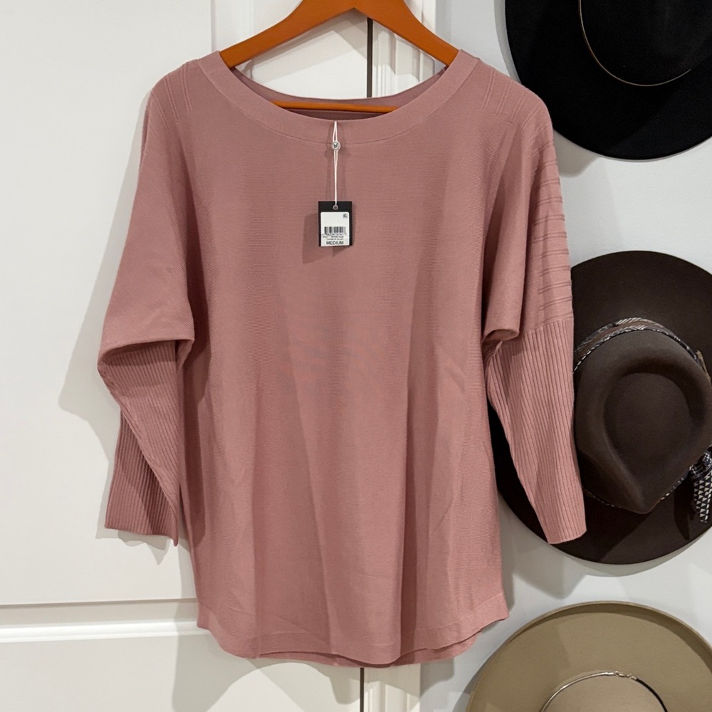 Melissa Paige Mauve Knit Ribbed-Sleeve Top
